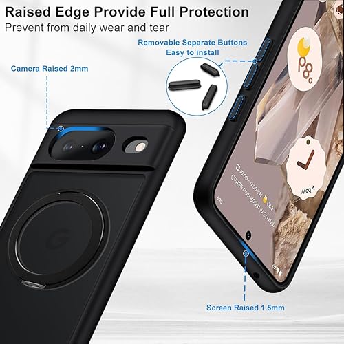 Miniatura 6 de Funda para Google Pixel 8 compatible con Magsafe soporte invisible integrado TPU a prueba de golpes, resistente, delgada, mate, translúcida, funda