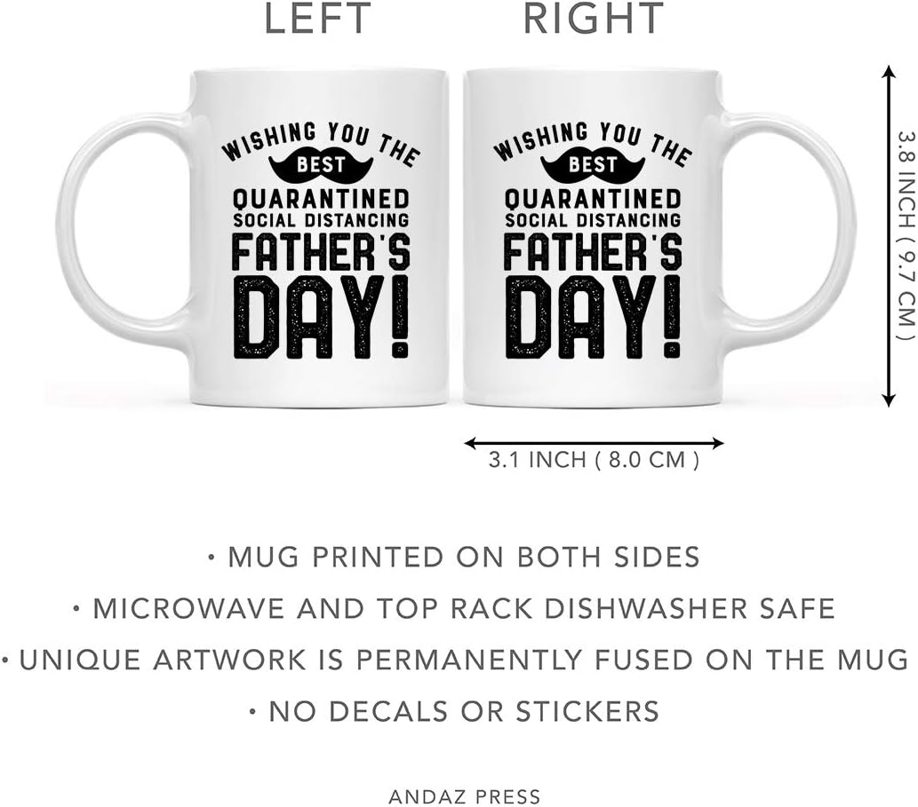 Andaz Press Funny Father's Day Social Distancing 11oz. Ceramic Coffee Mug Gift, Wishing You The Best, d, Social Distancing Fathers Day!, 1-Pack, Social Distancing