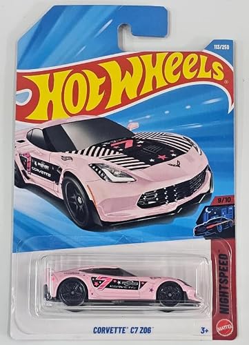 Image of Hot Wheels Corvette C7 Z06 [Pink] Night Speed 9/10, 113/250-1:64 Scale Diecast Toy Vehicle