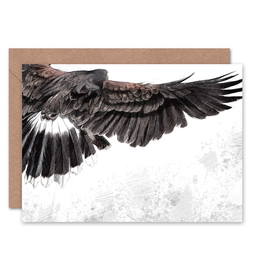Wee Blue CooFLYING EAGLE SKETCH BLANK GREETINGS BIRTHDAY CARD ART