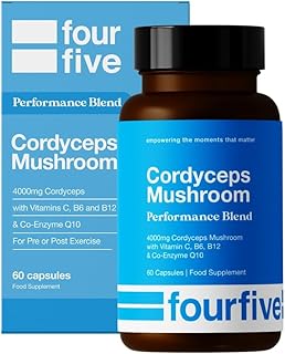 Cordyceps Mushroom Supplement (4000mg) Performance Blend with CoQ10 and Vitamins C, B6 and B12, Support Physical Performance, Energy & Recovery - 60 Capsules