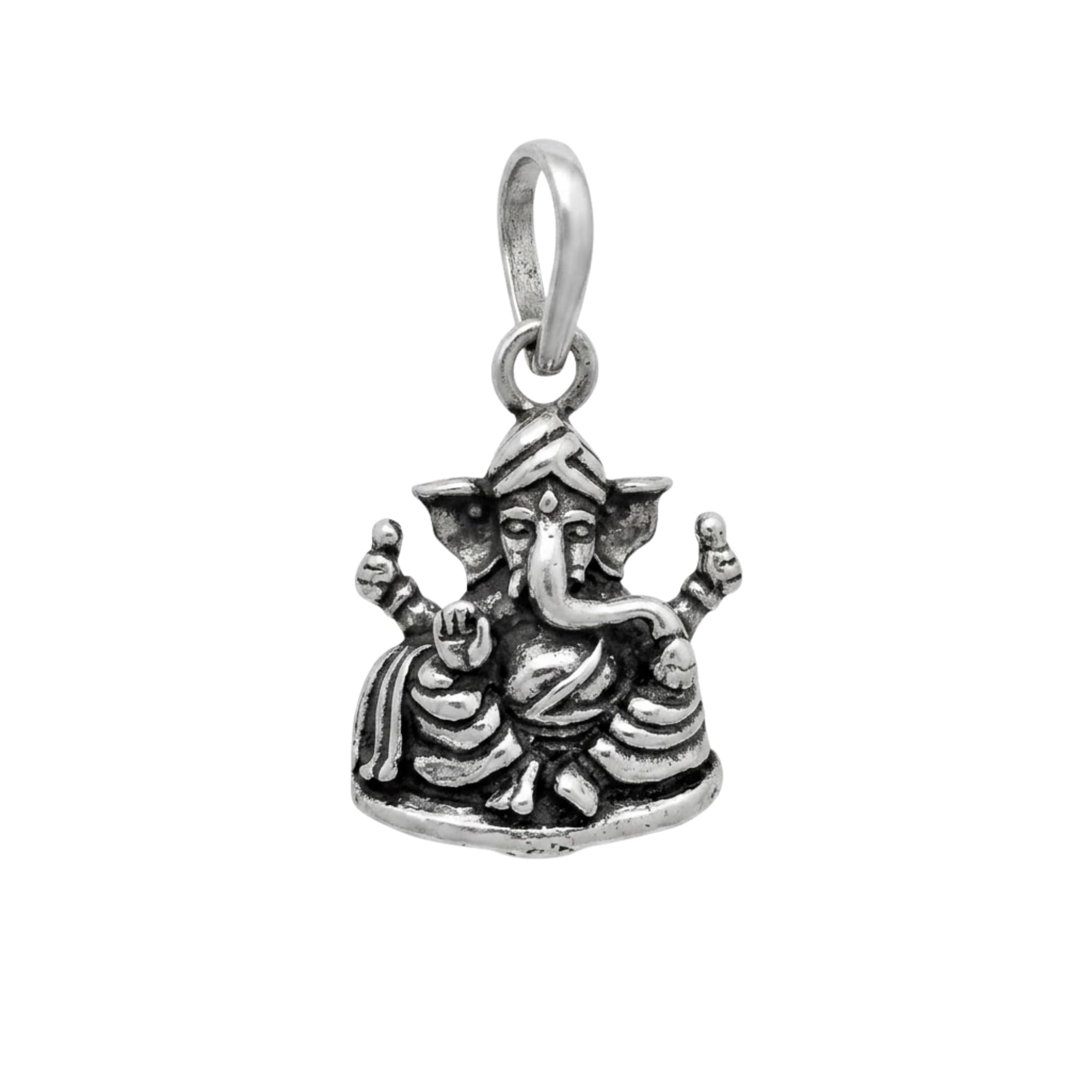925 Sterling Silver Lord Ganesha Idol Pendant for Men & Women | Oxidised Ganpati Charm Pendant | Handmade Hindu Religious Jewellery | Silver Locket | 2.5 x 1.5 CM-image-31