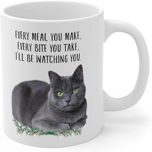 Miniatura 3 de Lovesout Divertida taza de café con diseño de gato azul ruso, azul y gris, para el Día de la Madre 2025 Every Meal You Make Every Bite You Take,