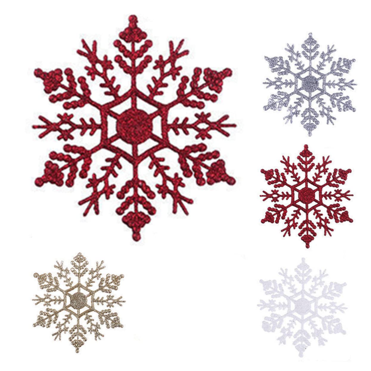 Amosfun 12 Piezas Brillo Plateado Cara Veneciana Decoracion Ornamento decoración Adornos navideños de Copos de Nieve Decoraciones de Copos de Nieve Navidad de Nieve Techo