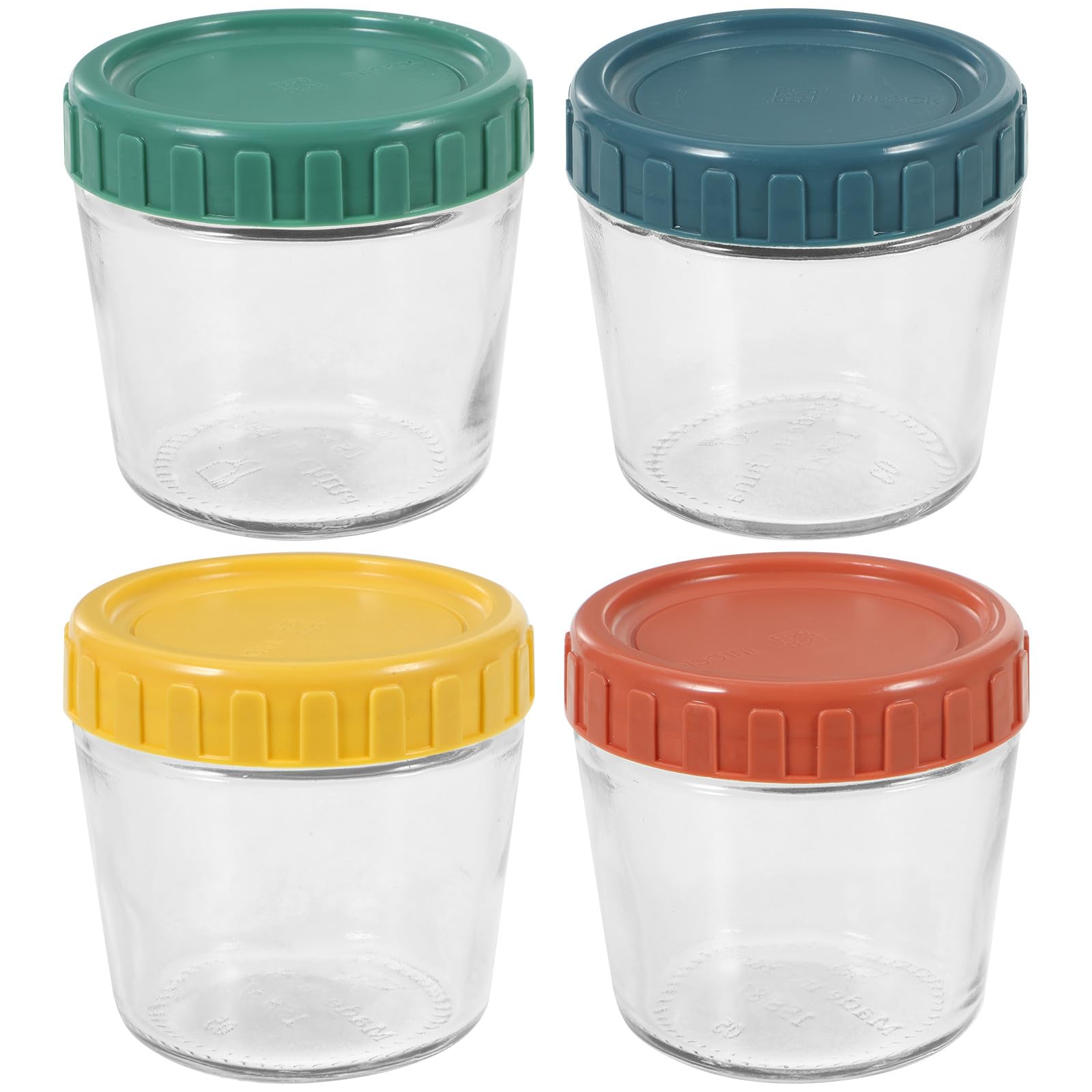 POPETPOP -pack Glasbehälter mit Schraubverschluss Luftdicht und Auslaufsicher 4 Stück aus Glas und Silikon für Vorratsdose und Aufbewahrung in Küche