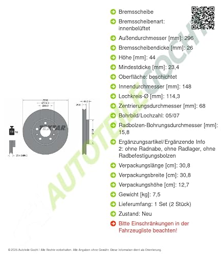 Image of Set of 2 Brake Discs Compatible with Mercedes Renault Nissan Alpine W420 + Citan Tourer + Citan Kasten/MPV Talisman + Grandtour + 15->