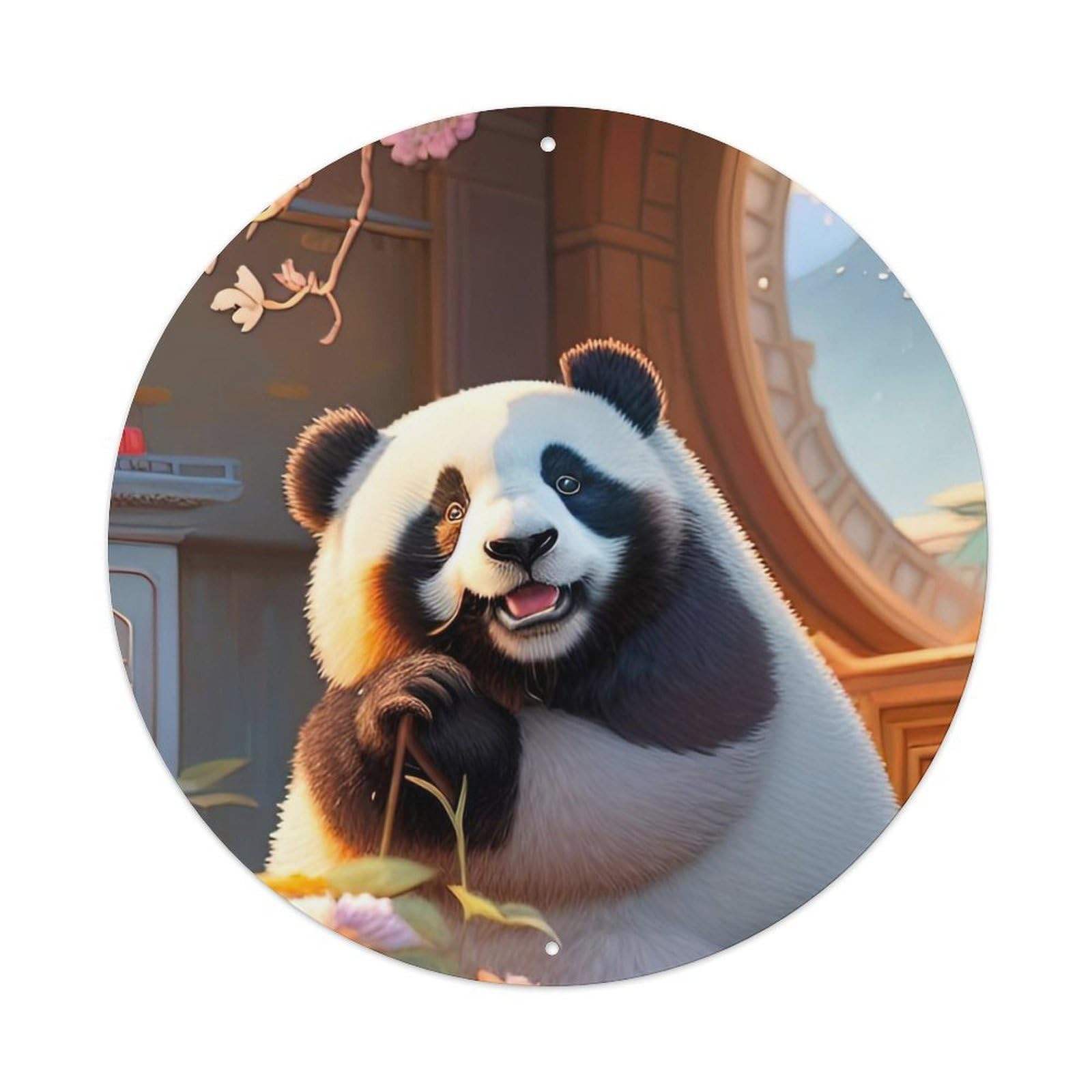 Animal Happy Panda Artwork Metal Tin Sign