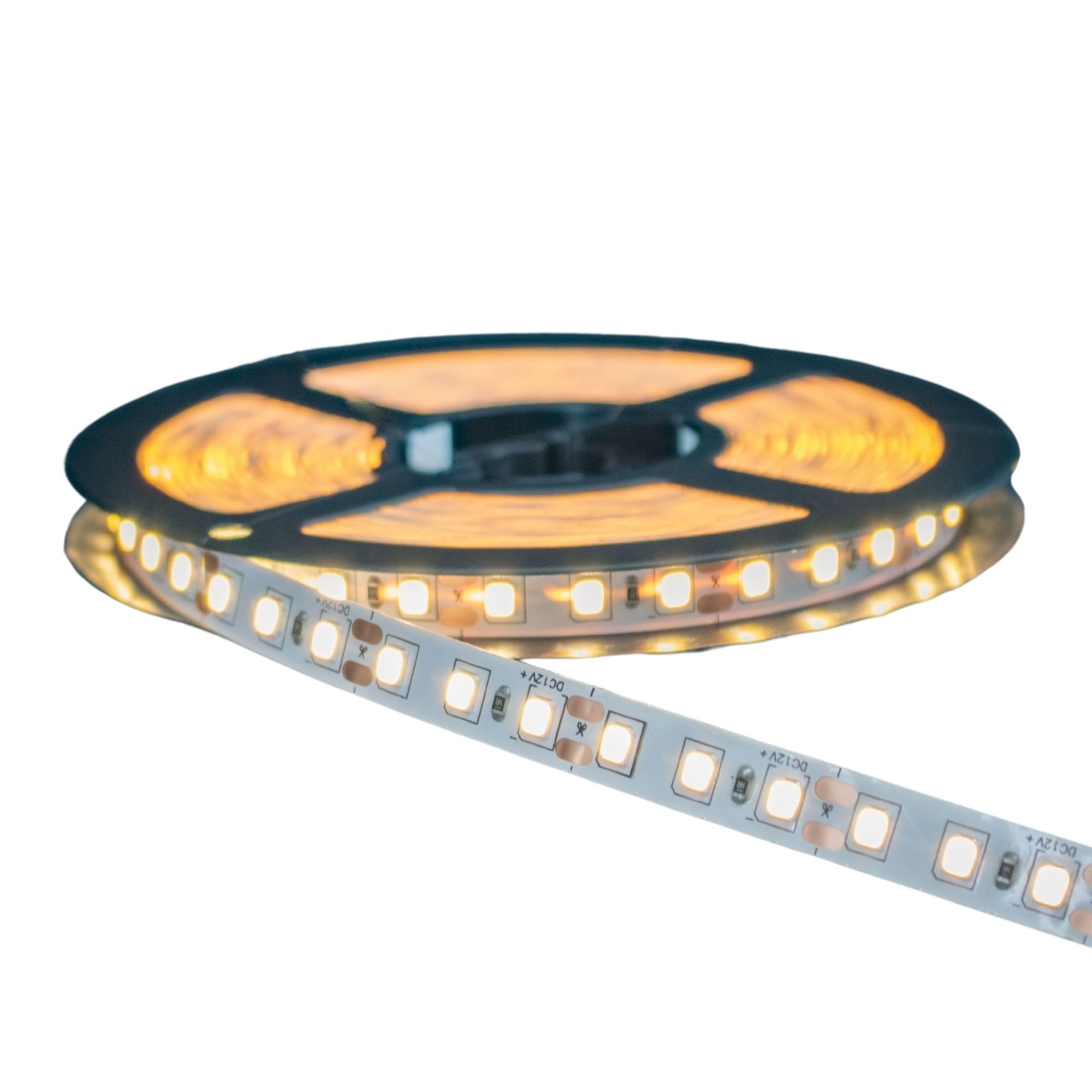 kalb | LED Streifen 5m Rolle 12V DC 5W/m selbstklebend flexibel für indirekte Beleuchtung 120 LED/m 8mm Breite energieeffizientes Lichtband für DIY Projekte und Möbelbeleuchtung (3000K warmweiß)