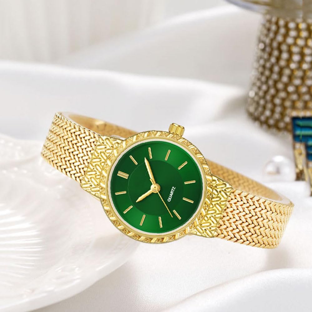 ADSBIAOYE Gold Watches for Women Fashion Simple Ladies Quartz Small Wrist Watches Dainty Stainless Steel Mesh Band Dress Waterproof Bangle Bracelet Watch - Image 4