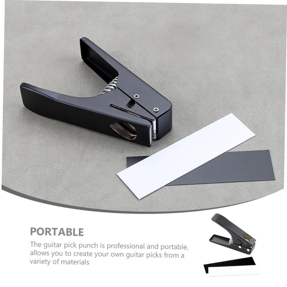 Perforatore per Plettri per Chitarra Nero, Gadget Portatile | Metallo e Plastica, per Bricolage e Produzione Professionale, Formato Compatto Foro Dedicato