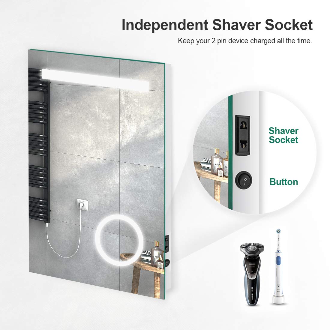 EMKE 500 x 700mm Illuminated LED Bathroom Mirror LED Mirrors Light with