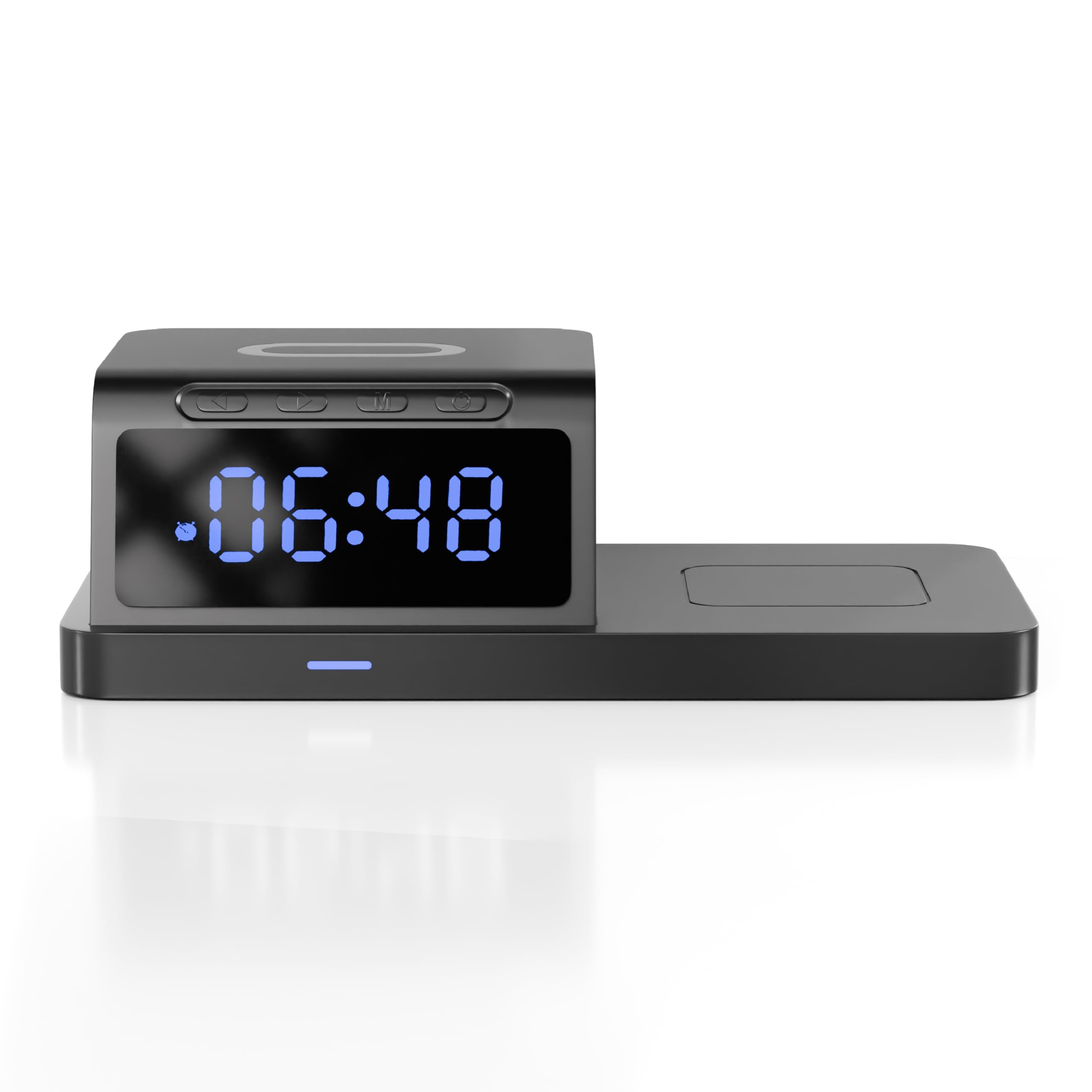 Lifelong 10W Fast Wireless Charger with LED Digital Clock | 2-in-1 Charging Dock & Alarm Clock for All Qi-Compatible Smartphones | Case-Friendly Wireless Charging Pad with Sleek Compact Design