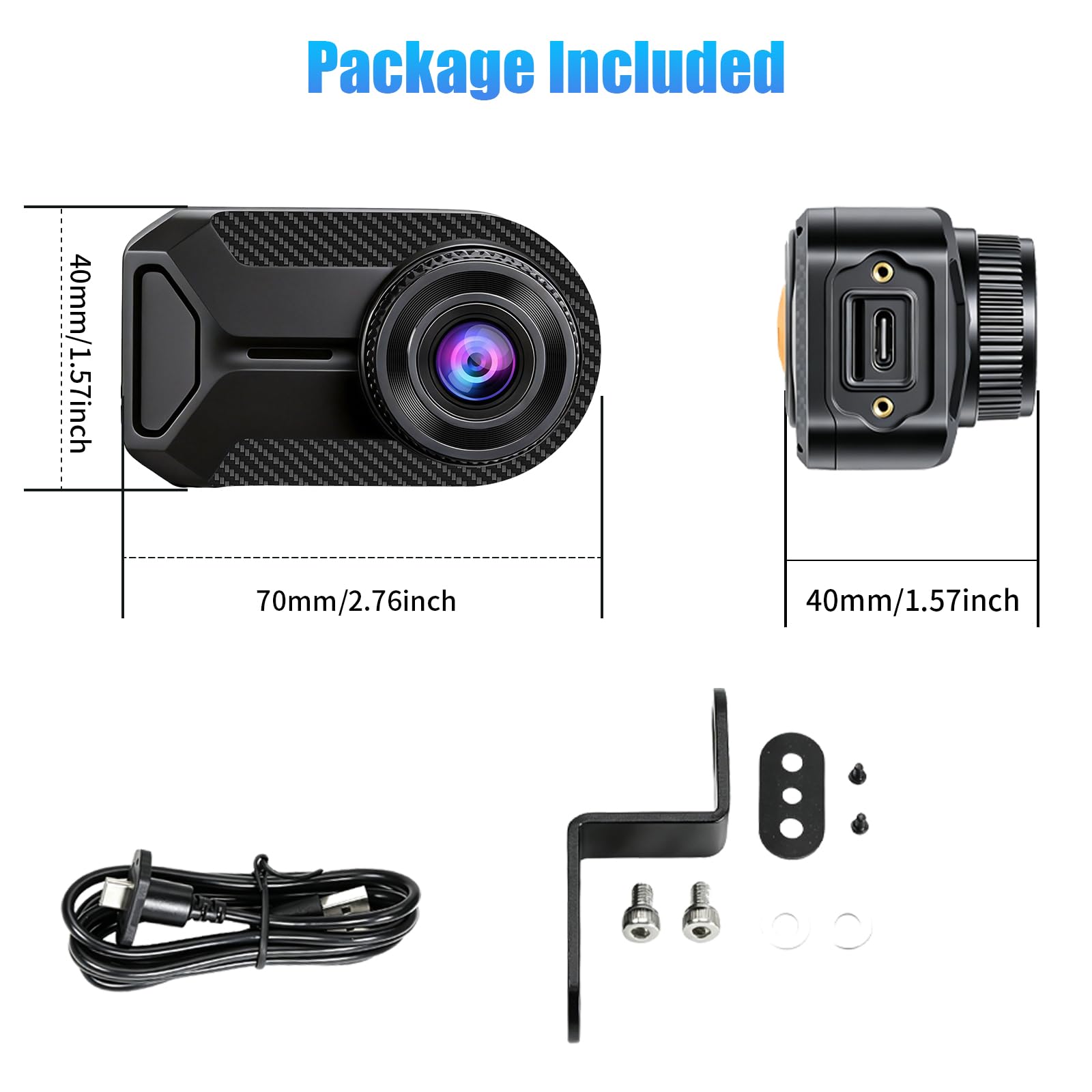 OBEST Mini Dashcam para Moto 1080P Cámara, Gran Angular de 120°-150°, IP67