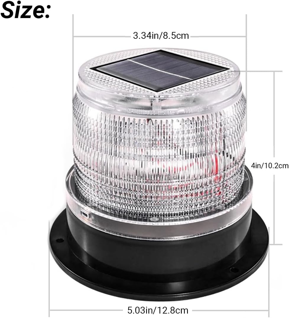 LED Solar Boat Lights for Yacht, Anchor Navigation Light, Magnetic Beacon Strobe Lights, 360° Wireless Outdoor Solar Lights, IP65 Waterproof, PC Material for Small Boats (White)