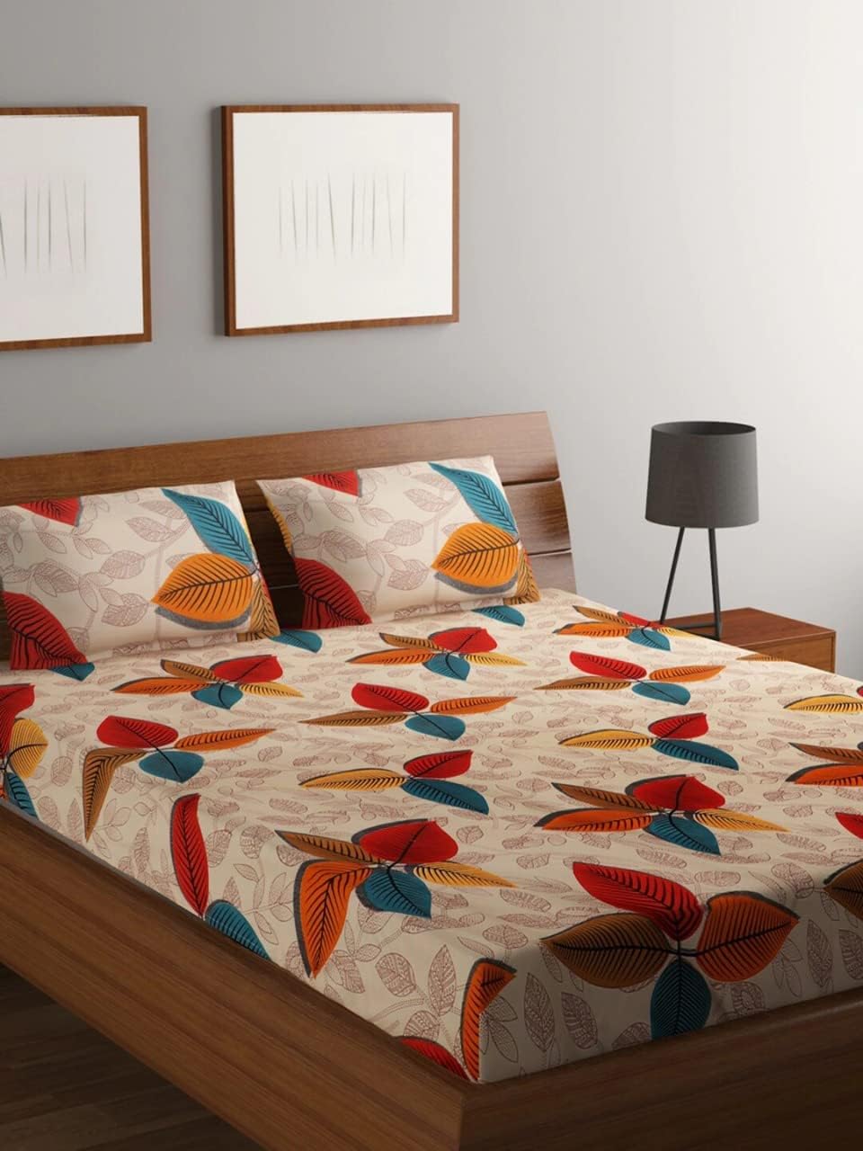 STARNSTYLE Polycotton 220 TC Floral Printed King Size Double Bedsheet with 2 Pillow Covers, (90 x 90 Inches, Butter Fly