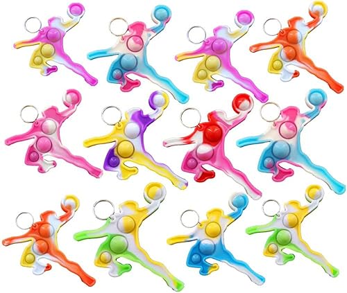 Paquete de 20 llaveros de burbujas para ansiedad con diseño de arco iris a granel, música y guitarra pop, regalo para niños y niñas, regalos de