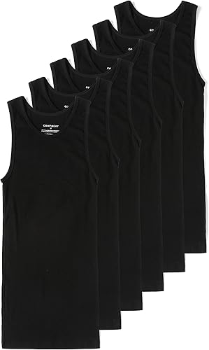 Comfneat Paquete de 6 camisetas sin mangas ajustadas de algodón y elastano para hombre