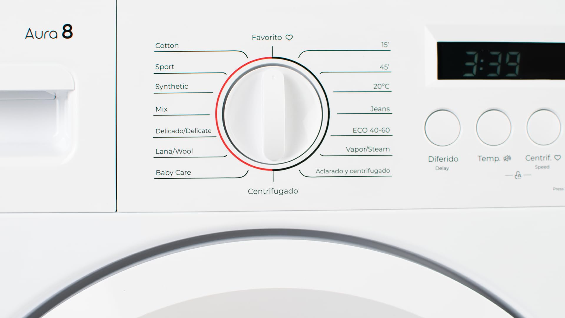 EVVO Lavadora Integrable 7kg, Vapor, Eficiciencia Clase A, Motor Inverter, Lavado Rápido 15', Bajo consumo, 1350 rpm, 15 programas, Carga frontal, Blanco, Aura (7Kg)