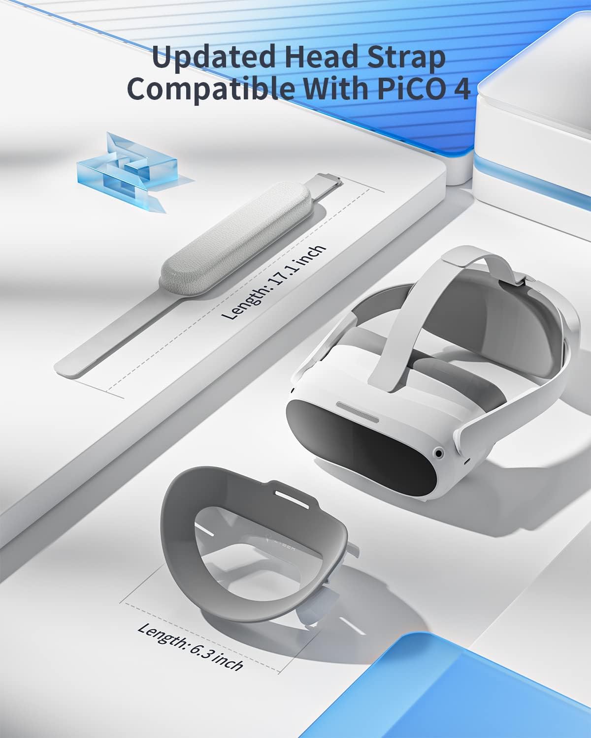 ZYBER Aktualisierter Kopfgurt für PICO 4 VR-Zubehör, breiteres und dickeres Design, verstellbares Headset, kompatibel mit Pico4