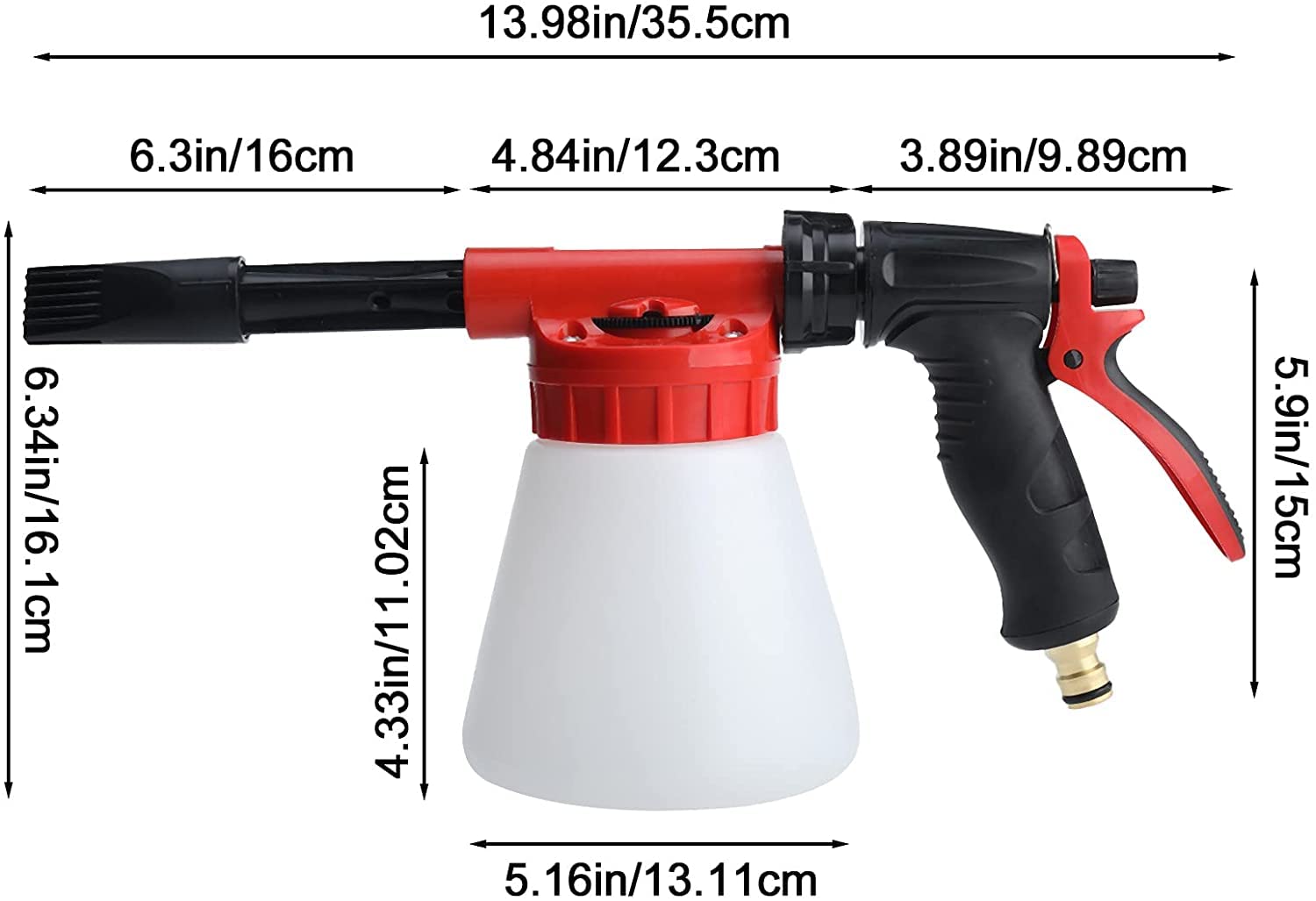 ALLOMN - Pistola per schiuma, 900 ml, pistola multifunzione per la pulizia dell'auto, dispenser di sapone e idropulitrice per veicoli, moto