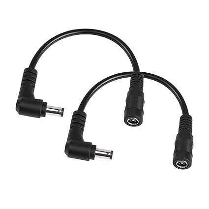 DC Power Extension Cable,2 Pack Right Angle DC 5.5mm x 2.5mm Male to DC 5.5mm x 2.1mm Female Short Power Cable for CCTV Security Cameras Surveillance Syste?15cm?