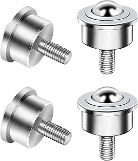 4Pcs 1” Roller Ball Transfer Bearings Casters,M12 Thread Stem Ball Transfer Heavy Duty Roller for Transmission,Stud Mounted,Thread Stem,Bearing Steel & Carbon Steel,1600Lbs Total Load Capacity.
