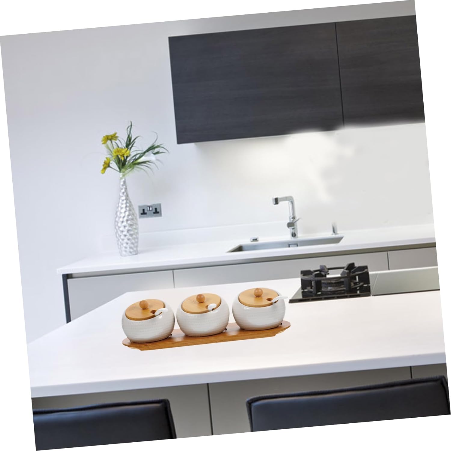 1set Ceramic Condiment Jars Space-saving Spice Containers for Kitchen -skid Design for Home and Restaurant Cooking for Storing Various Spices