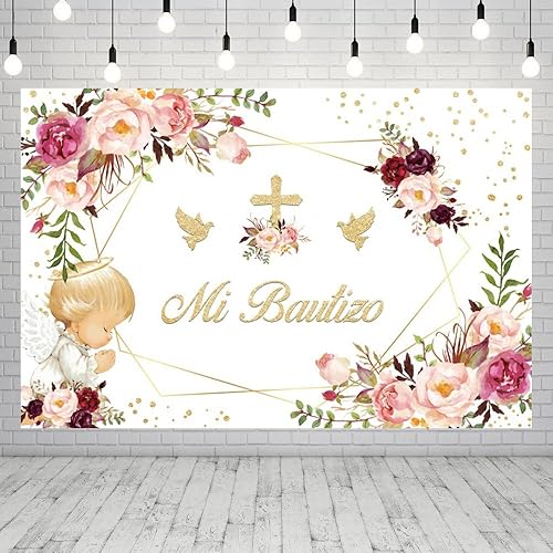 Miniatura 8 de Mi Bautizo - Telón de fondo de bautismo para fotografía de vinilo de 10 x 8 pies, decoración de fiesta de la primera comunión, telón de fondo de