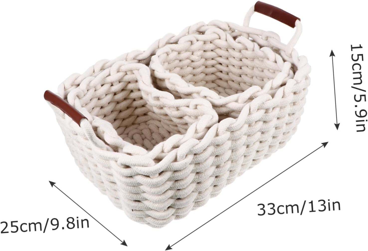 Cotton Rope Storage Baskets Set of 3, White Woven Portable Sundry Bins for Home Organization, Versatile Open Storage Containers for Living Room and Closet