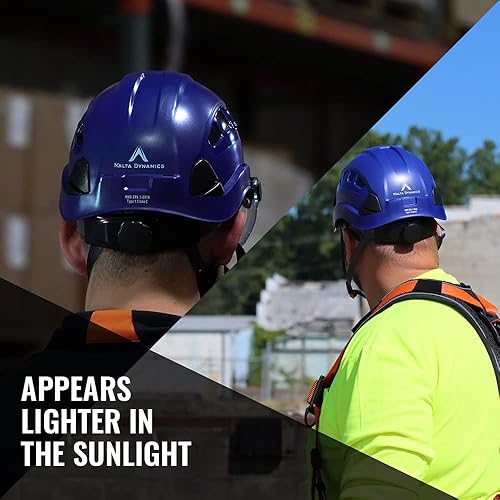 Miniatura 5 de Malta Dynamics Casco de seguridad de protección contra caídas para construcción, con rejillas de ventilación y banda ajustable para la cabeza, casco