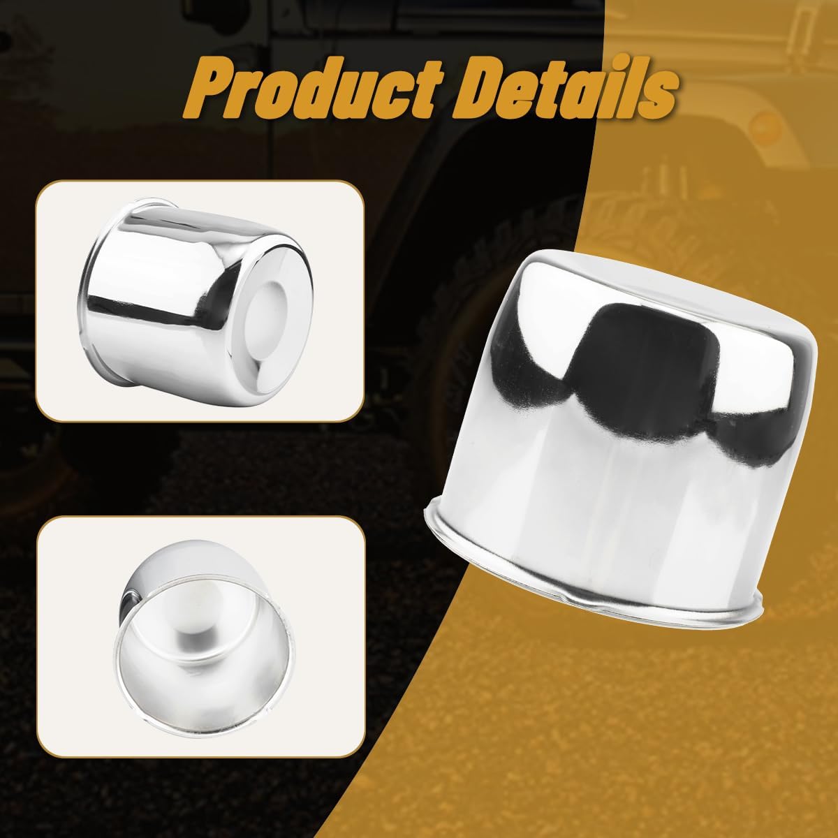 4Pcs 4.25 in Wheel Center Caps Chrome Push Through Design - Fit 4.25" Center Bore for Truck, Trailer, SUV, RV Wheels Rims 3.66" Height Center Hub Caps