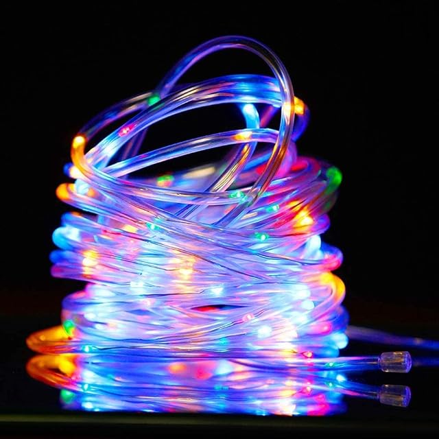Yorkshire Homeware 50 Led Solar Powered Rope String Fairy Tube Light 7M/24Ft Waterproof 8 Modes Garden Lights for Indoor Outdoor Lights Trees, Garden, Patio, Yard, Party (Multicolour)