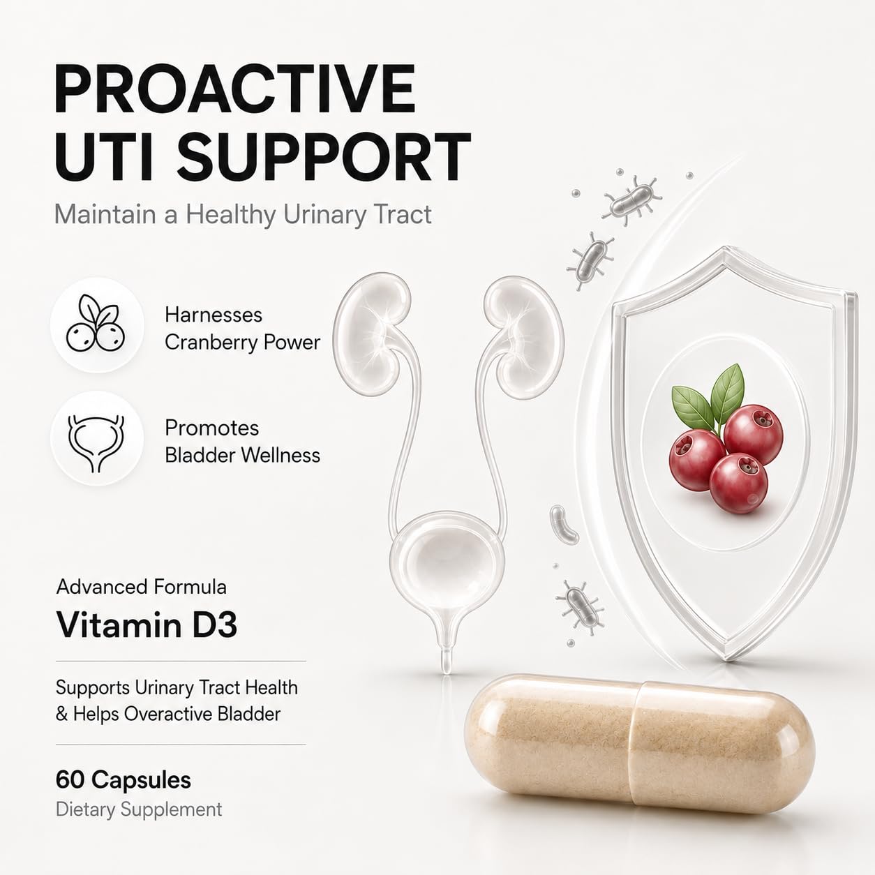 Advanced Bladder Control Supplements for Women & Men with Vitamin D3, 60 Ct — Amazon image 4