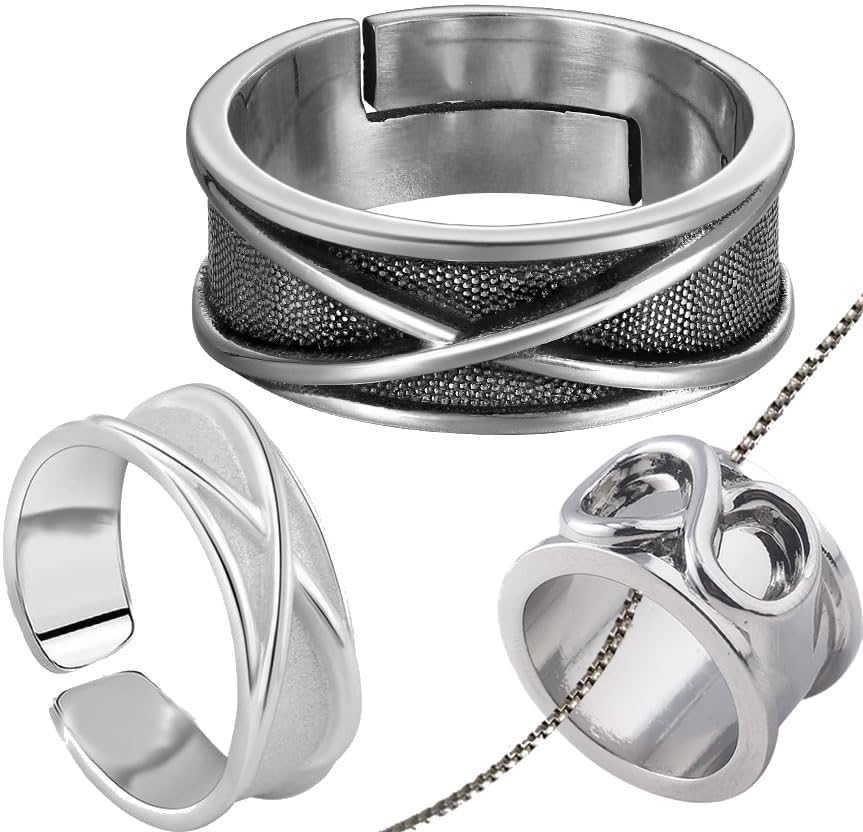 3Pcs Anime Goku Black Ring,Time Ring with Necklace Cosplay Prop Accessory