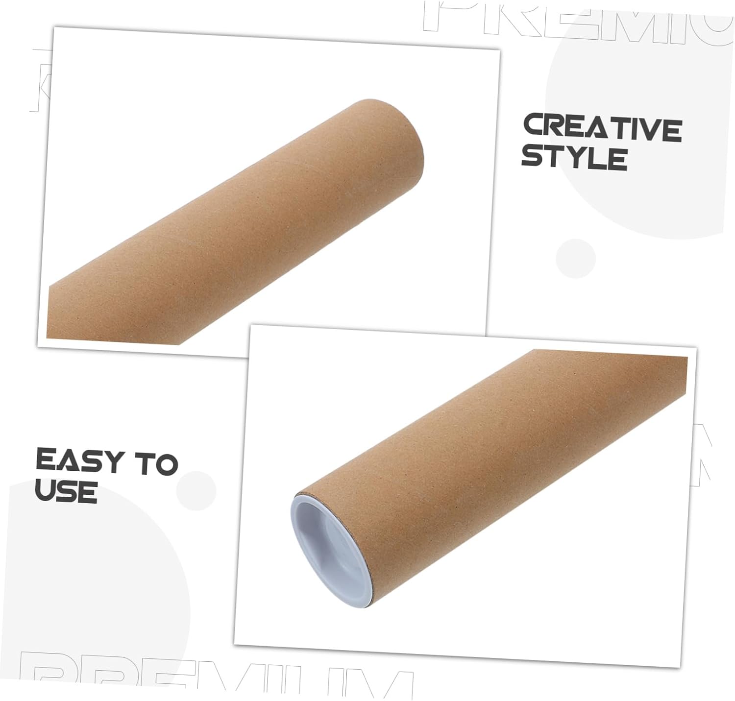 DOITOOL 12pcs Khaki Cardboard Transport Tubes with End Caps for Protective Reusable Poster Shipping and Storage of Crafts Blueprints