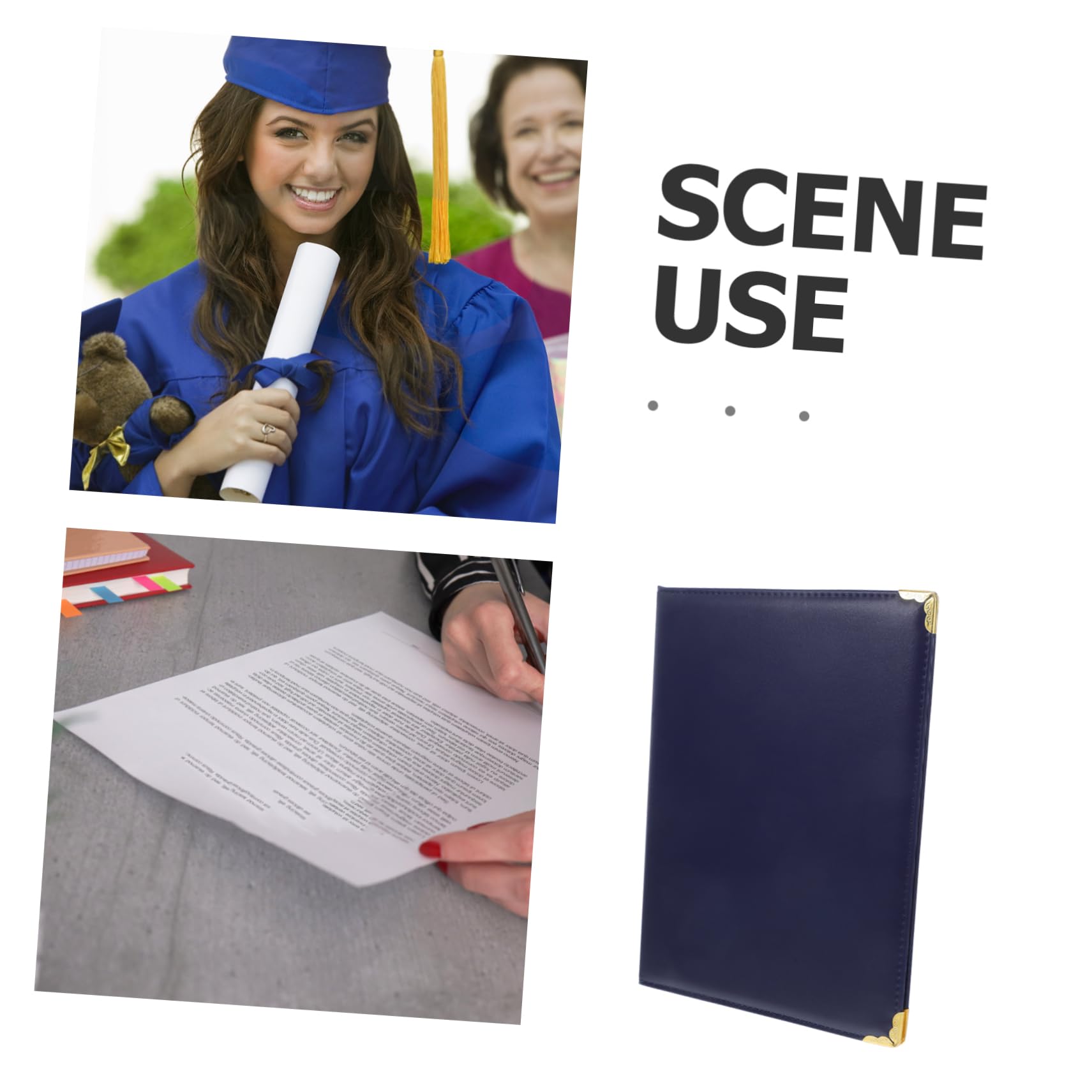 Abschlussgeschenk Elegante Zeugnismappe aus Pu Leder im A3-format Leichter Zeugnisordner als Dekorativer Dokumenteninhaber für Diplome und Zertifikate