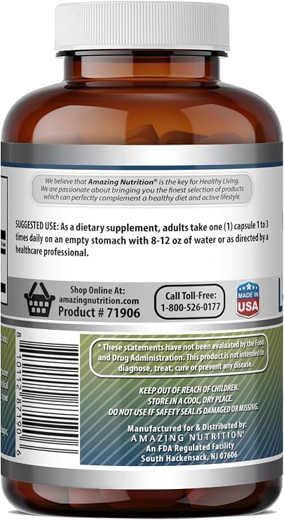 Amazing Formulas L-Glutamine Amino Acid Supplement | 800 Mg Per Serving | 180 Capsules | Non-GMO | Gluten Free | Made in USA