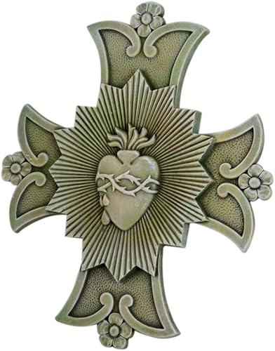 Miniatura 5 de Religious Gifts - Placa de pared colgante de resina con corazón sagrado católico, 10 pulgadas-L8