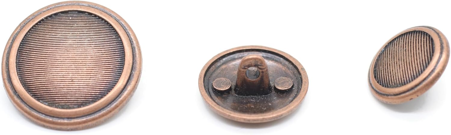 Antique Copper Metal Buttons - 12 Pcs - 4 Size Options - Striped Round Metal Shank Buttons Vintage for Men Women Blazer Coat Uniform Shirt Suit and Jacket Sewing Craft DIY N22301 image 3