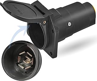 7-Pin RV Blade Trailer Wiring Harness Connector, Truck Vehicle Side Female End 7 Way Trailer Plug Socket Splice-in Replacement 7 Prong Heavy Duty for Trailer Tow Hitch RV Truck Pickup, 6-24V