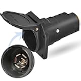 MECMO 7-Pin RV Blade Trailer Wiring Harness Connector, Truck Vehicle Side Female End 7 Way Trailer Plug Socket Splice-in Replacement 7 Prong Heavy Duty for RV Truck Pickup, 6-24V