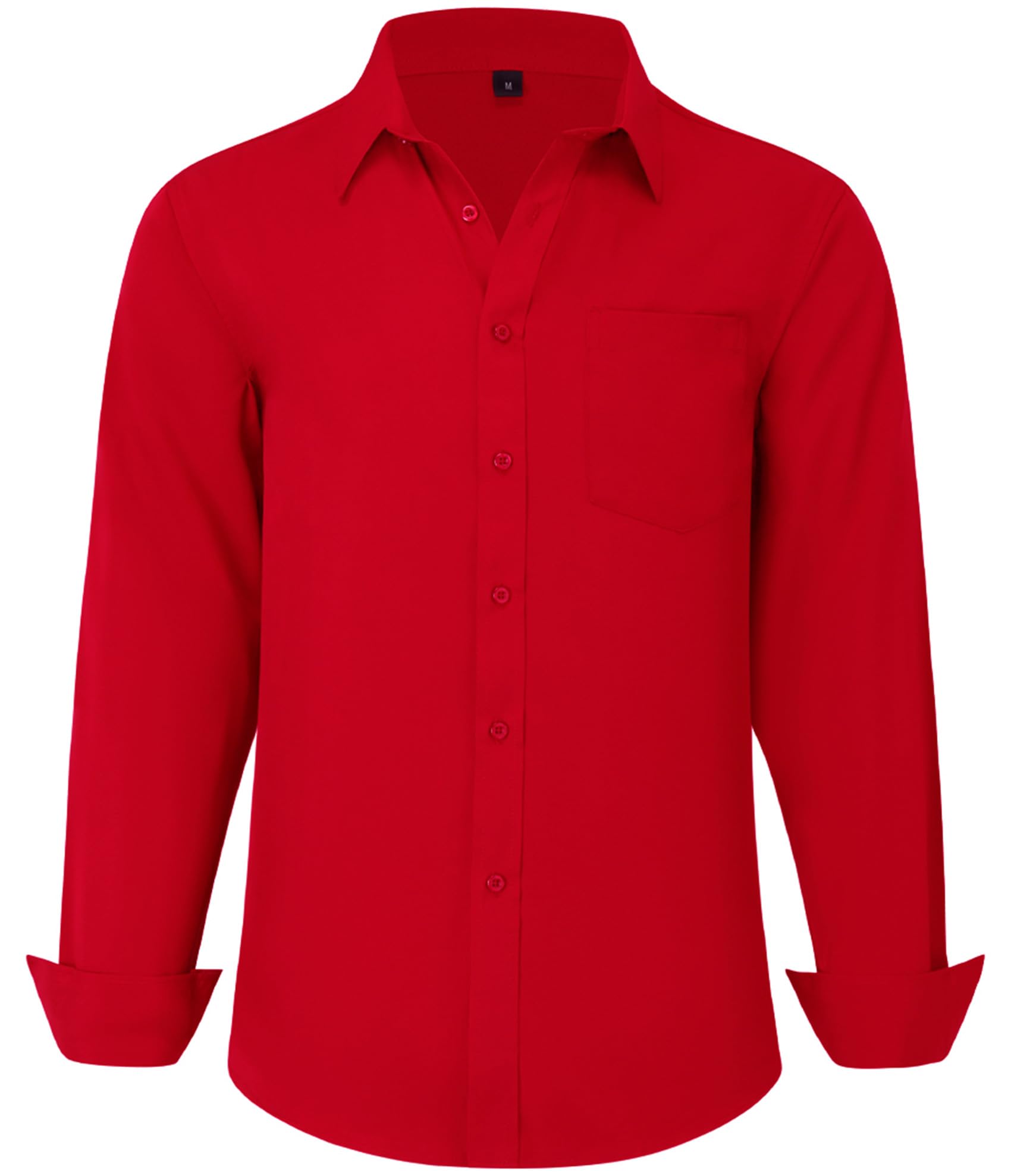 Mens Long Sleeve Dress Shirts Regular Fit Stretch Wrinkle-Free Business Casual Button-Down Shirts with Front Pocket