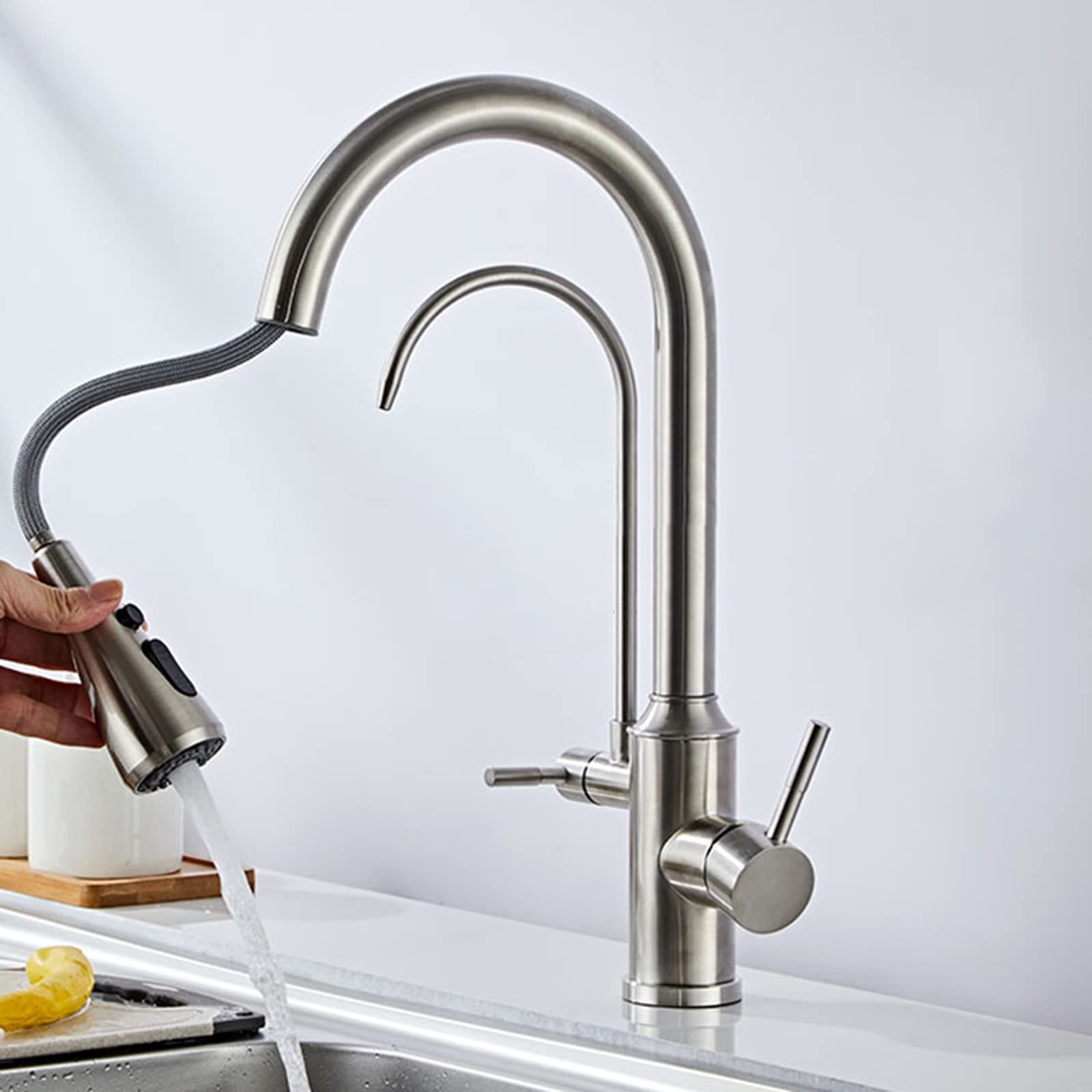 Purificateur d'eau et robinet de cuisine à 3 voies en acier inoxydable durable