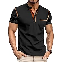 Men's Henley Shirt Short Sleeve T-Shirt Casual Top Pullover Summer Lightweight Tee Shirts with Button