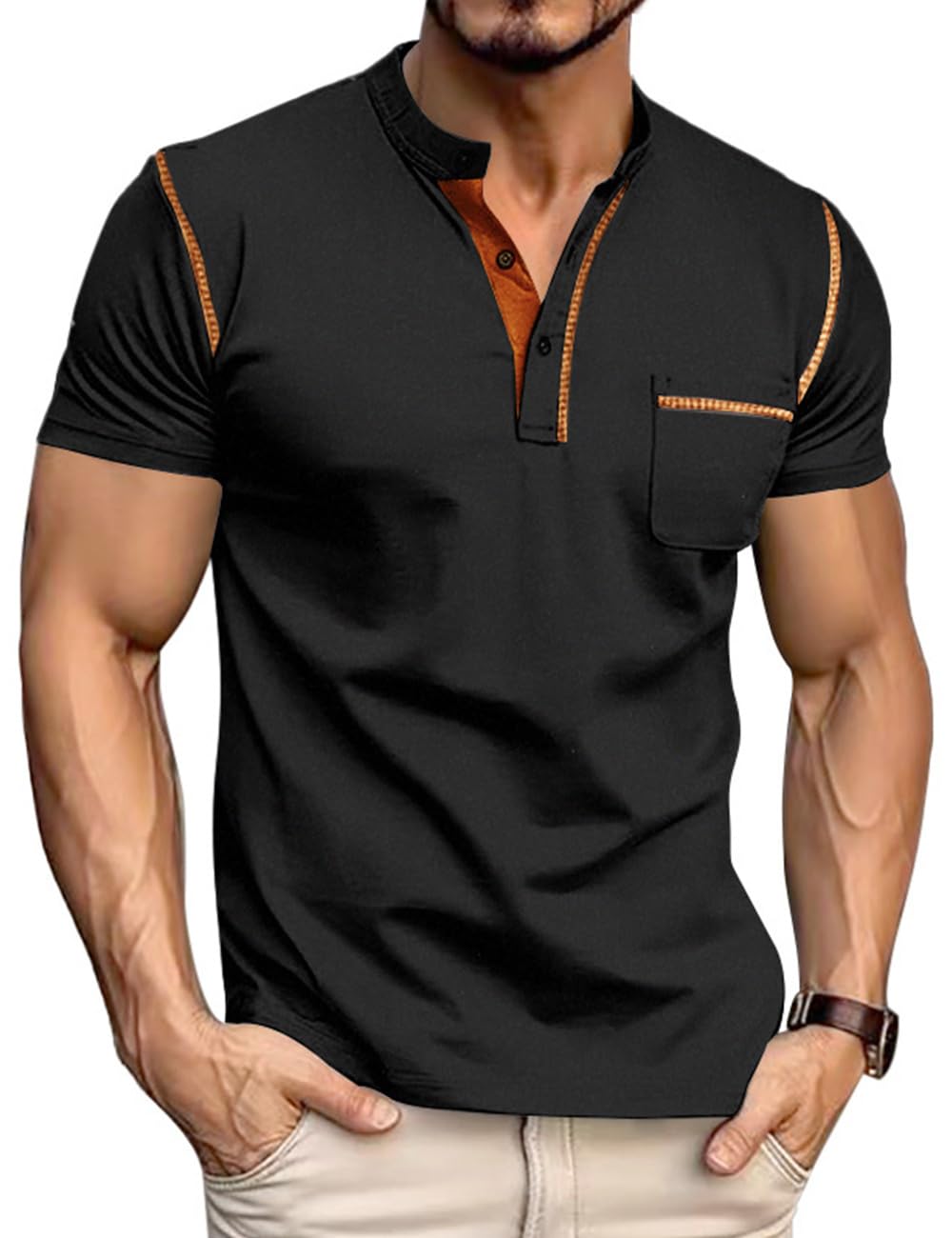 Men's Henley Shirt Short Sleeve T-Shirt Casual Top Pullover Summer Lightweight Tee Shirts…