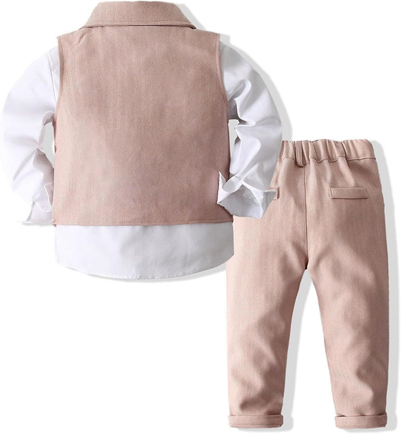 JEYPINMI Baby Boys Gentleman Clothes Set Toddler Bow Tie Long Sleeve Dress Shirt Pant Vest Formal Suits