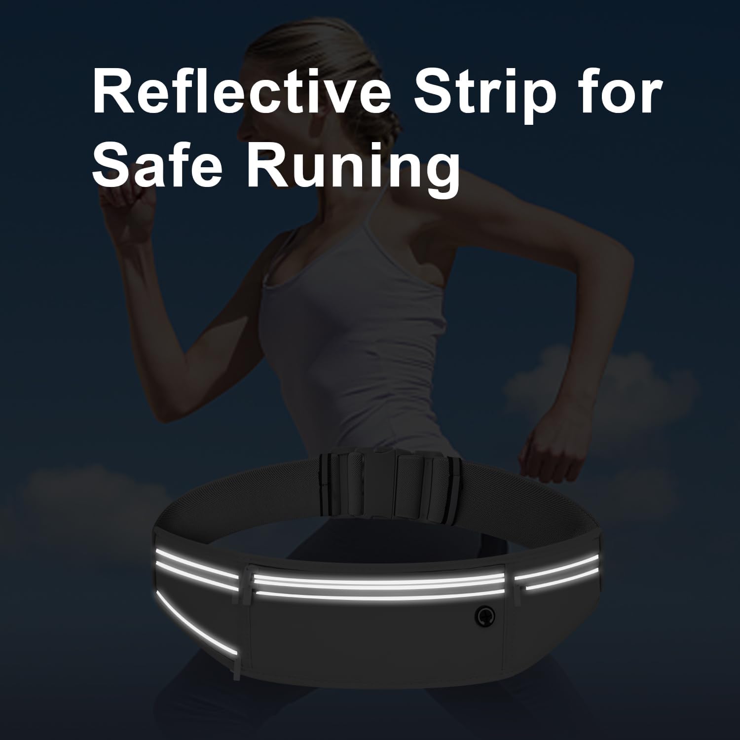 Slim Running Belt for Women Men,Runners Fanny Pack Phone Holder,Money Belt,Running Gear Accessories,with 3 Pockets (Gray) - Image 6