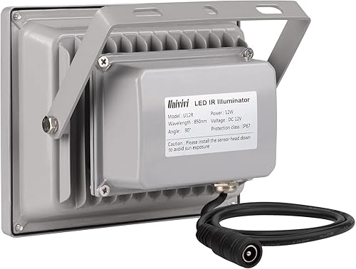 Miniatura 2 de Univivi Iluminador IR 850 nm 12 LED de gran angular para visión nocturna luz infrarroja LED impermeable con adaptador de corriente CC de 12 V para