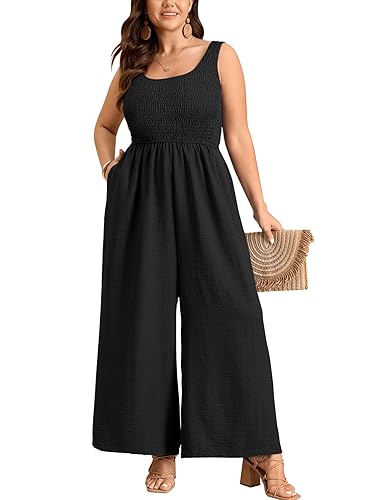 CICIDUDU Plus Size Jumpsuit for Curvy Women Dressy Sleeveless Casual