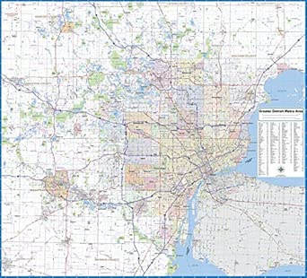 Topographics Greater Detroit Metro Area Laminated Wall Map (46” x 42”)